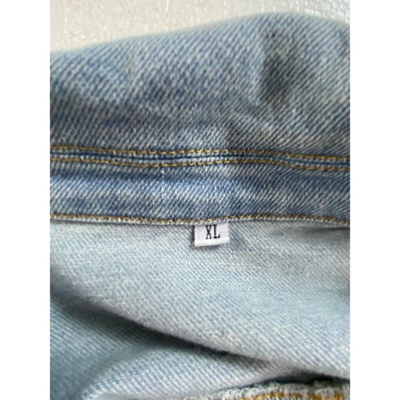 Blue Denim & Black Two-Piece Cropped Jacket Pants Set Size XL Sexy Stretch Jeans - Picture 8 of 9